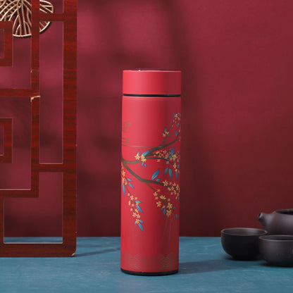 1pc 304 Stainless Steel Insulated Chinese Style Cup - Artistic Portable Tea Maker for Male Students - Unique Trendy Design for Coffee & Water