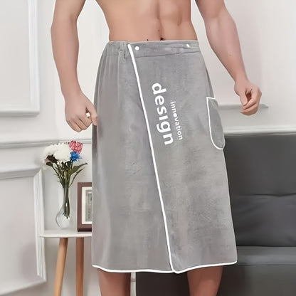 Two-piece Set Men's Bath Towel Home Use Coral Velvet Absorbent Can Be Worn Or Wrapped Towel Beach Towel Camping Towel