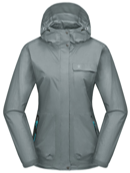 Women's Lightweight Hooded Jacket, Long Sleeve Thermal Sports Coat With Zippered Pocket, Windproof & Waterproof Outdoor Rain Jacket