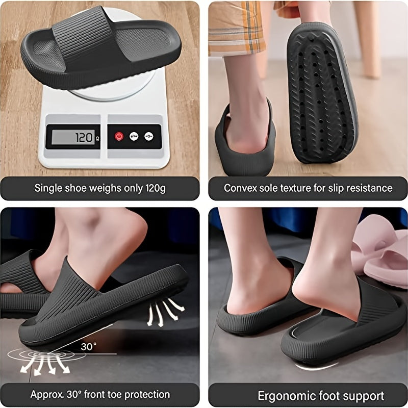 「lovevop」Women's Soft & Comfy Indoor Pillow Slides - Solid Color Open Toe Slippers for Bathroom & Home