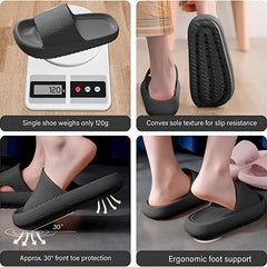 「lovevop」Women's Indoor Pillow Slides, Solid Color Soft Sole Open Toe Bathroom Slippers, House EVA Slippers