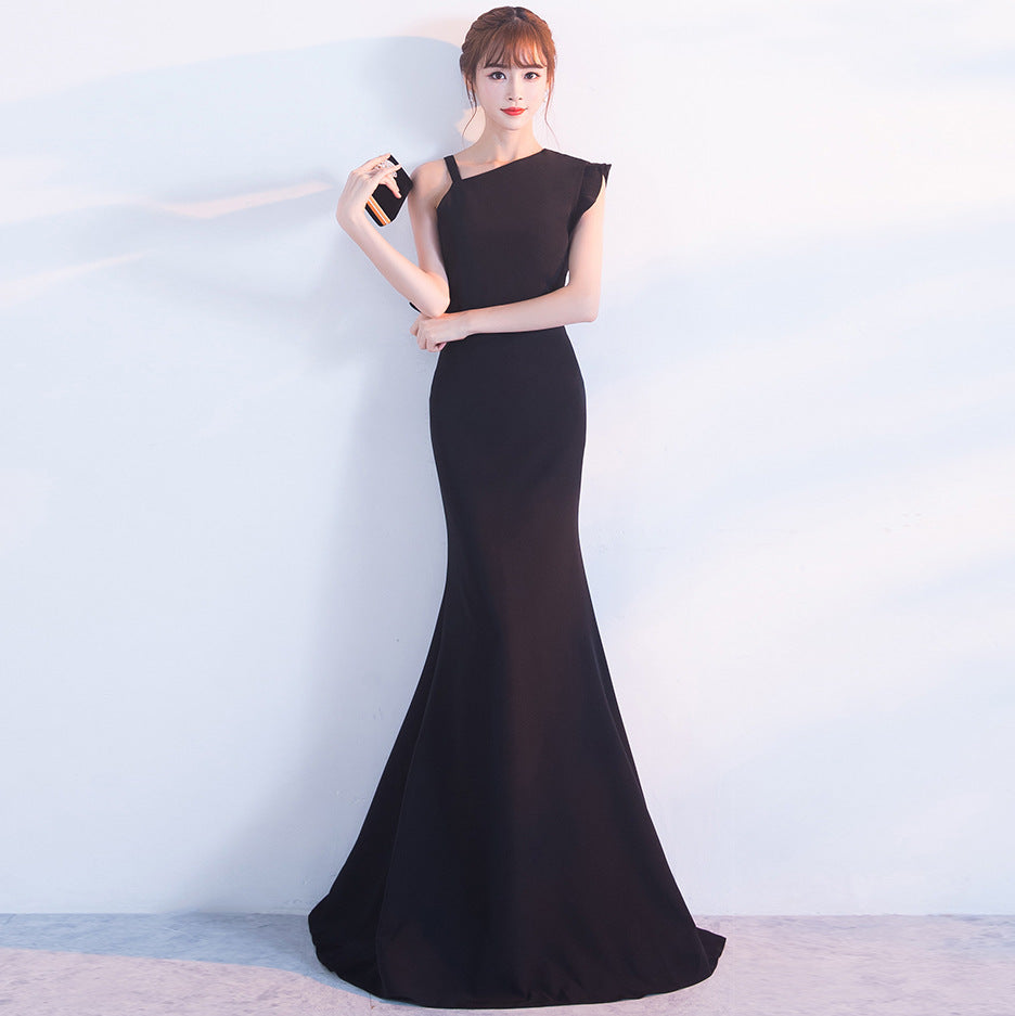 1016 #Bridal Toast Winter Wedding Banquet Party Long Burgundy Engagement Fishtail Evening Dress Women
