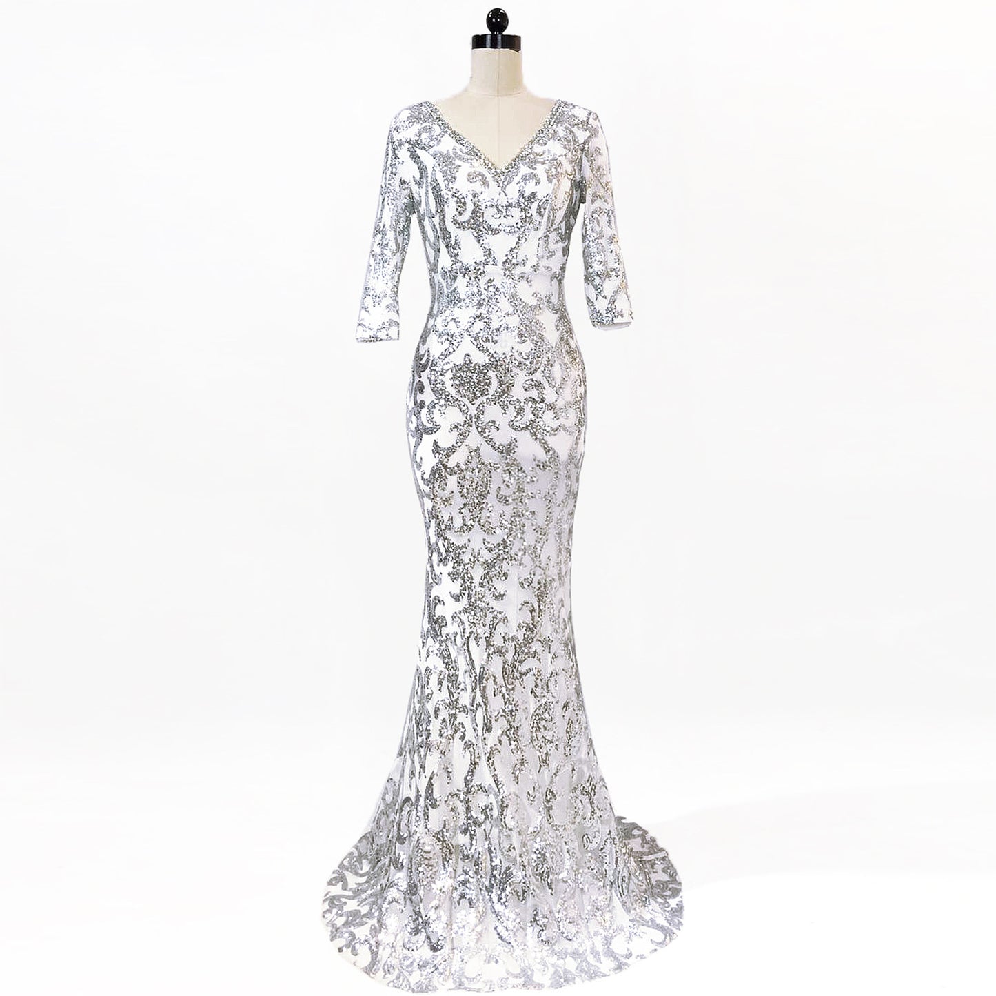 1102 Evening Dress Black Banquet Winter Medium Long Sleeve Long Fish Tail Elegant Slim Host Annual Meeting Dress Dress