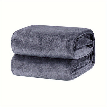 1pc Super Soft Fleece Throw Blanket - Cozy Plush Flannel Blanket for All Seasons - Solid Color, 300GSM, Fuzzy, Lightweight, and Easy Care