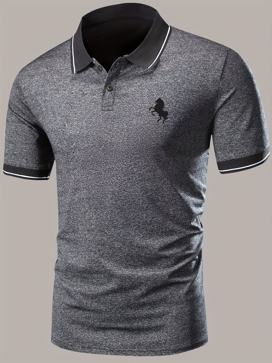 「lovevop」Men's Lapel Polo Shirt Short Sleeve Casual Slight Stretch Button Regular Summer Wear