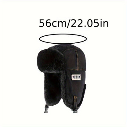 Winter Sports Bomber Hat Unisex - Polyester 100% Warm Earflap Pilot Cap with Buckle Closure, Lightweight, Non-Stretch, Knitted Craftsmanship, No Power Needed