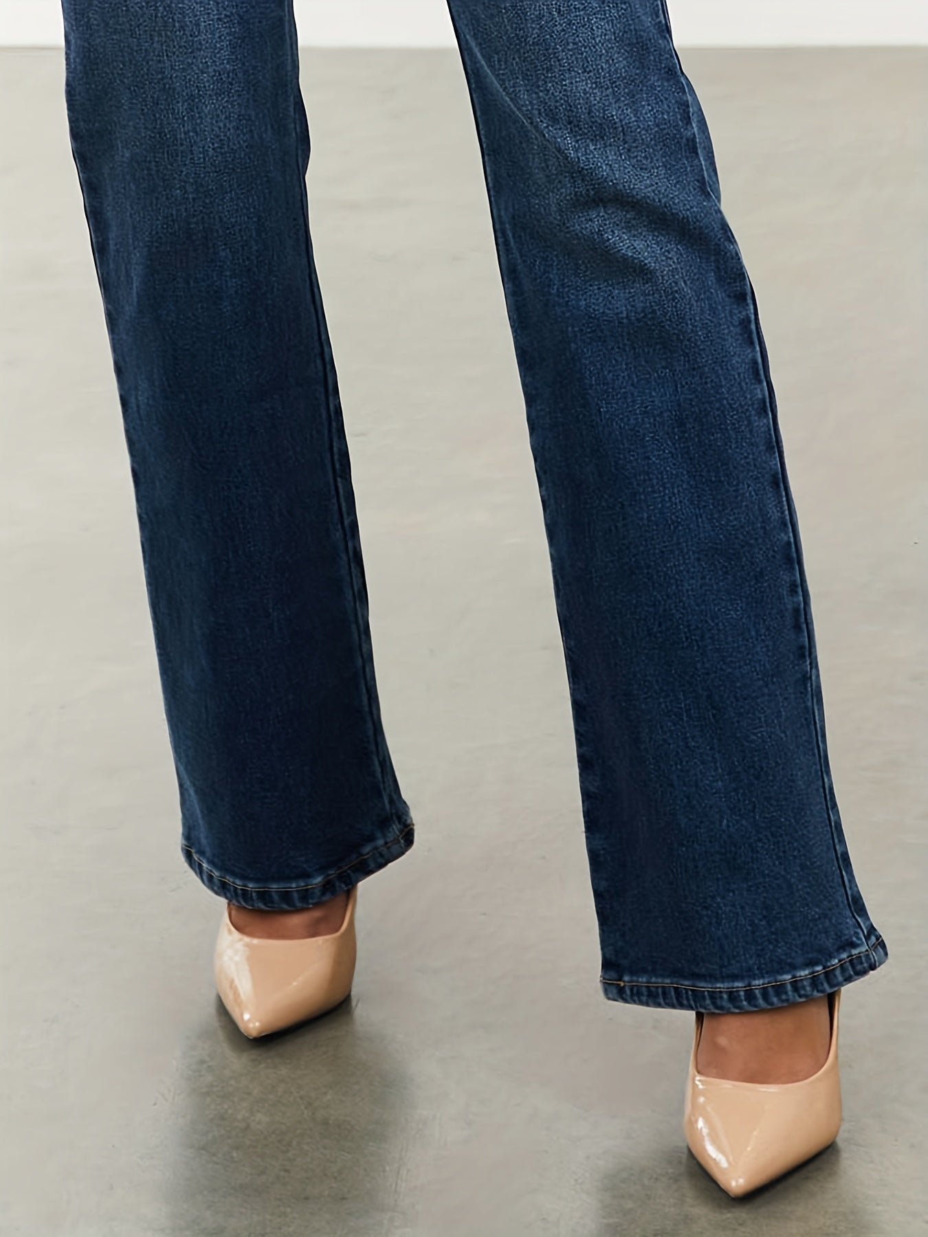 「lovevop」Single-breasted Mid Rise Bootcut Jeans, Whiskering High Strech Bell Bottoms Denim Pants, Elegant Pants For Every Day, Women's Denim Jeans & Clothing