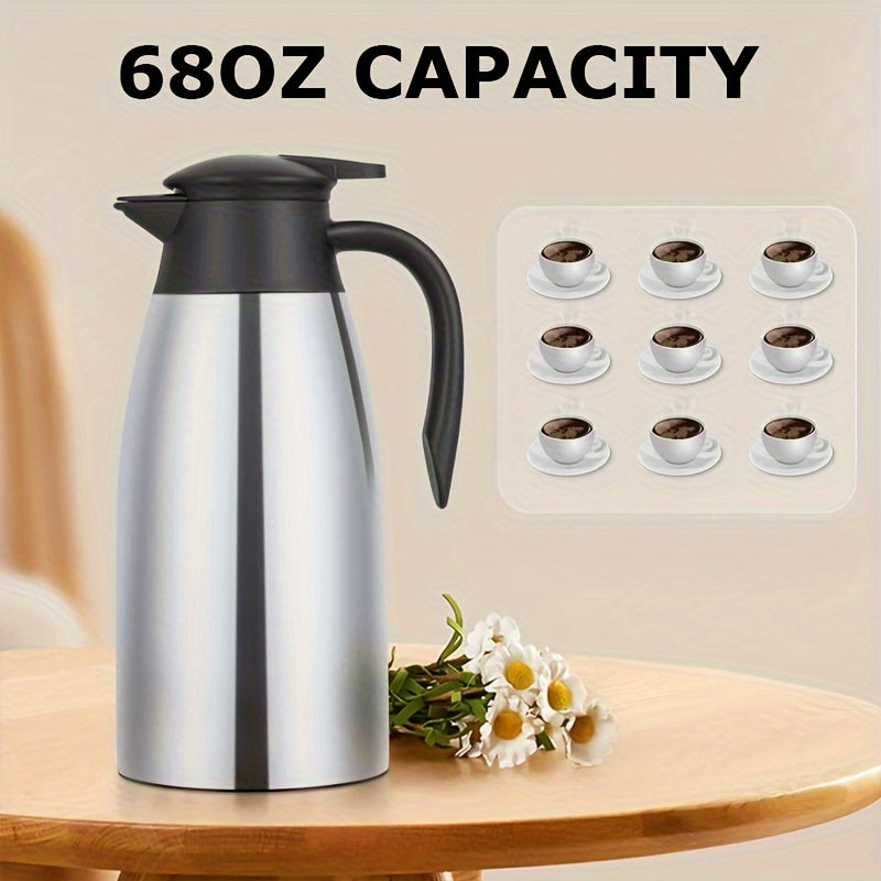 1pc Premium 304 Stainless Steel Insulated Vacuum Bottle - Double Wall Thermo Water Jug for Coffee & Tea, Long-Lasting Heat/Cold Retention, Perfect for Home, Office, RV, Outdoor Adventures, Picnic & Travel - Stylish & Durable