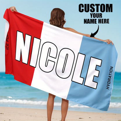 Custom Name Beach Towel - Personalized Polyester Bath & Pool Towel, Perfect for Vacation Gifts & Holiday Presents