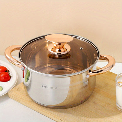 1pc High-End Stainless Steel Small Soup Pot - Saucepans for Cooking Pasta, Steak Sauce, Porridge, Ramen, Noodle, and Dessert - Double-Eared Stew Pot with Versatile Cooking Options