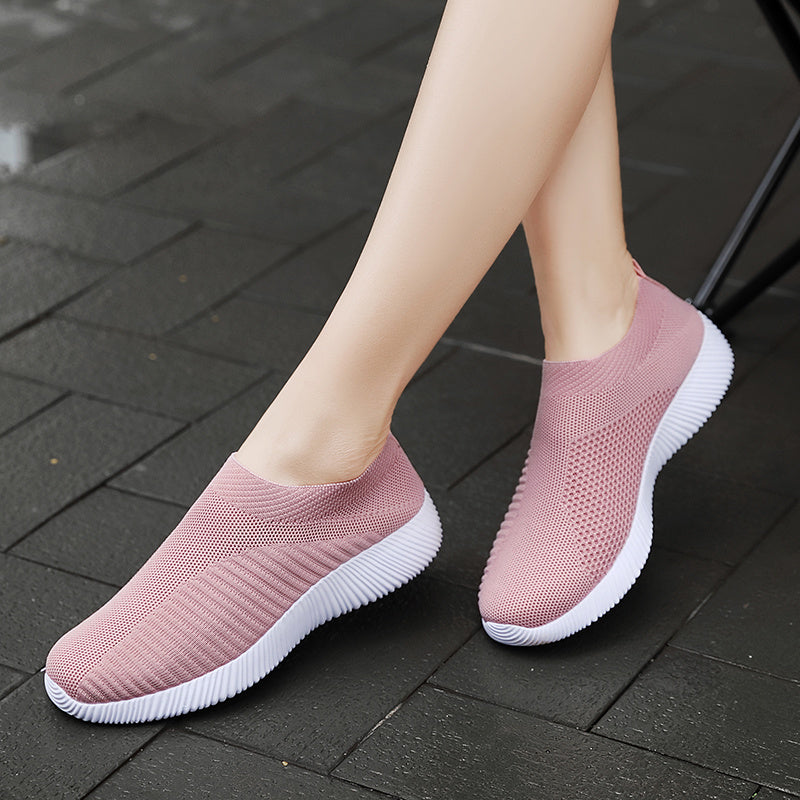 「lovevop」Women's Solid Color Casual Shoes, Lightweight Breathable Slip On Socks Shoes, Low Top Sneakers