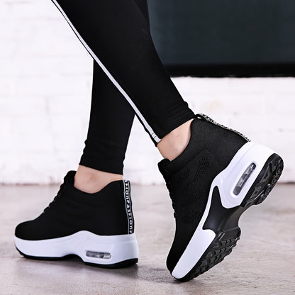 「lovevop」Women's Lightweight Mesh Sneakers, Platform Low Top Lace Up Height Increased Casual Shoes, Women's Sport Footwear