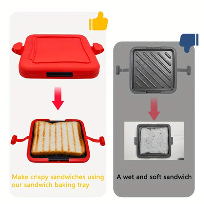 Universal Microwave Crisper Pan - Aluminum Non-Stick Toaster Oven Cookware for Crispy Results - Versatile Sandwich and Snack Maker