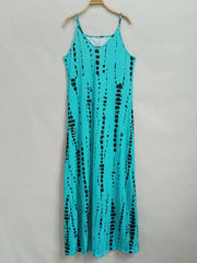 「lovevop」Tie Dye Spaghetti Dress, Casual Loose V-neck Ankle Cami Dress, Women's Clothing