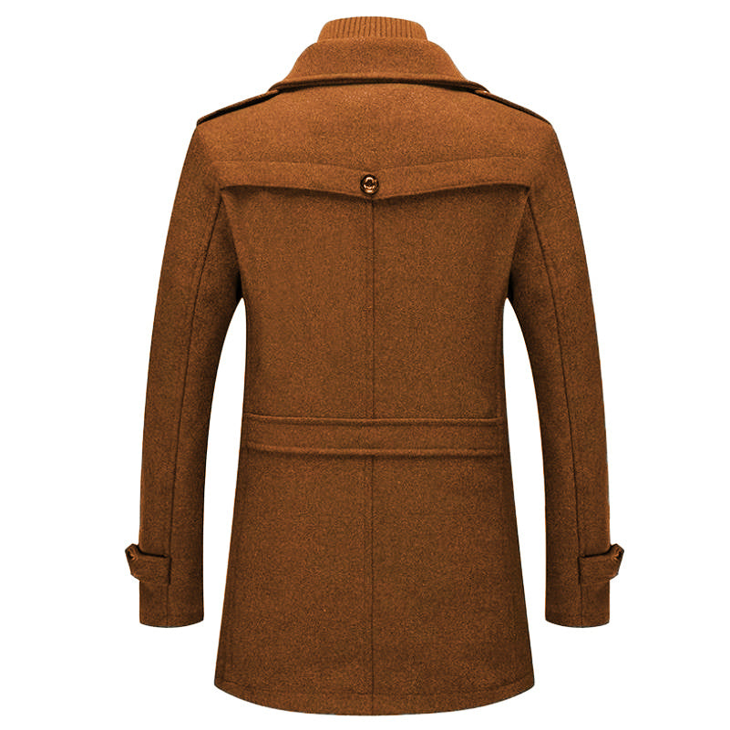 「lovevop」Men's Business Woolen Coat Fashion Double Collar Mid-length Woolen Jacket For Autumn/Winter