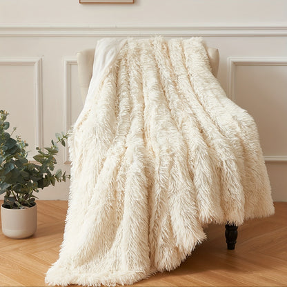 1pc Ultra-Soft Plush Shaggy Blanket - Cozy, Warm, Fluffy, and Furry Decorative Throw for Sofa and Bed - Thick, Comfy, and Luxurious Blanket for Snuggling Up