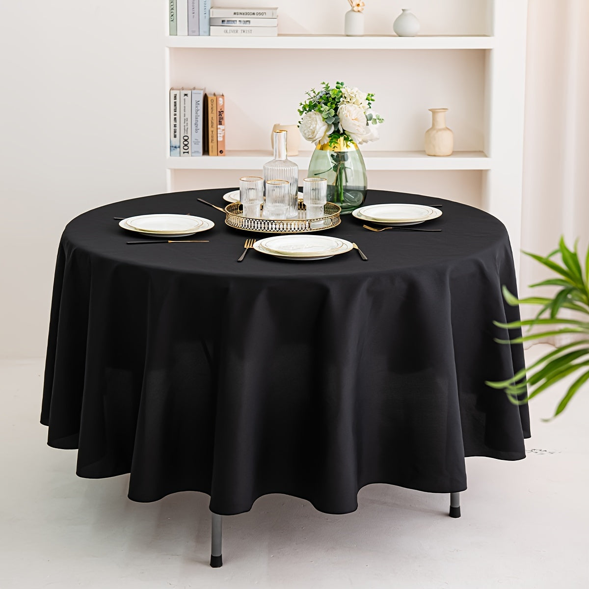 1pc, Polyester Tablecloth, Modern Simple Anti-wrinkle Large Table Cover, Waterproof And Oil-proof Table Cloth, Picnic Or Holiday Party Table Decor, Room Decor, Dining Table Decor