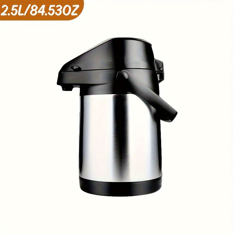 1pc Insulated Coffee Pot, Thermal Insulation Kettle, Insulated Hot Beverage Pot, Coffee Cup Insulated 2.5L (85OZ) Stainless Steel Large Beverage Dispenser, Cold/ Hot Water Lever Action, Summer Winter Drinkware, Home Kitchen Items Travel Accessories