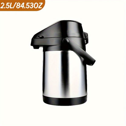 1pc Insulated Coffee Pot, Thermal Insulation Kettle, Insulated Hot Beverage Pot, Coffee Cup Insulated 2.5L (85OZ) Stainless Steel Large Beverage Dispenser, Cold/ Hot Water Lever Action, Summer Winter Drinkware, Home Kitchen Items Travel Accessories