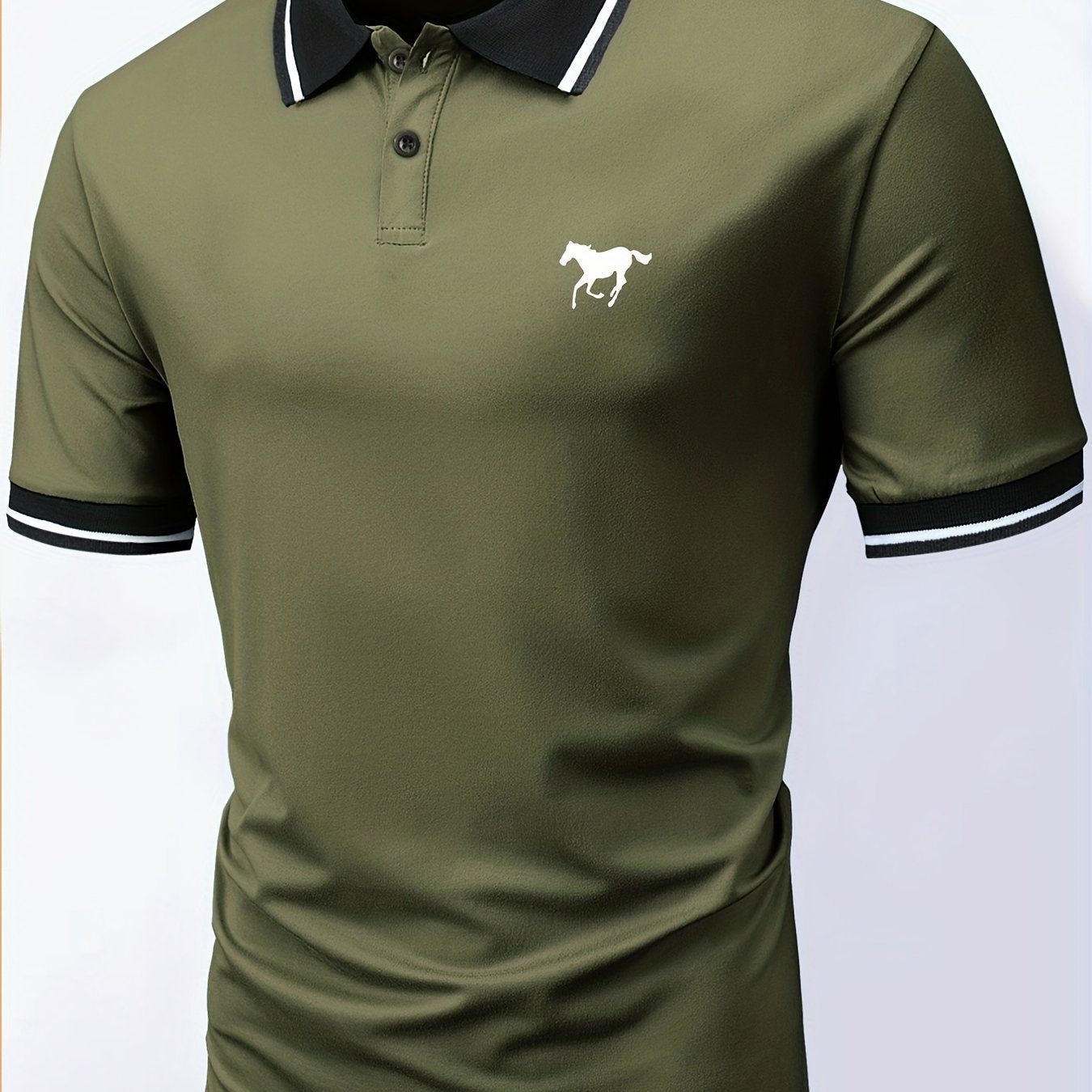 「lovevop」Men's Lapel Polo Shirt Short Sleeve Casual Slight Stretch Button Regular Summer Wear