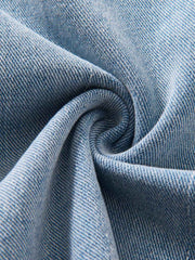 Lovevop-Distressed Fabrics Raw Trim Hem Big Bow Tie Belt Double-breasted Light Color Denim Jackets & Coats, Women's Denim Jackets & Coats, Women's Clothing