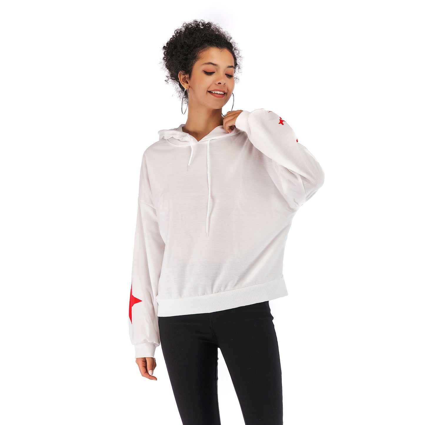 LOVEVOP  popular autumn and winter 2025 pullover new women's clothing versatile fashion printing loose long-sleeved hooded sweater women