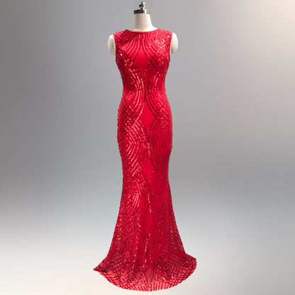 1587 #dress skirt women's new dignified atmosphere banquet slim and thin fishtail host evening dress long