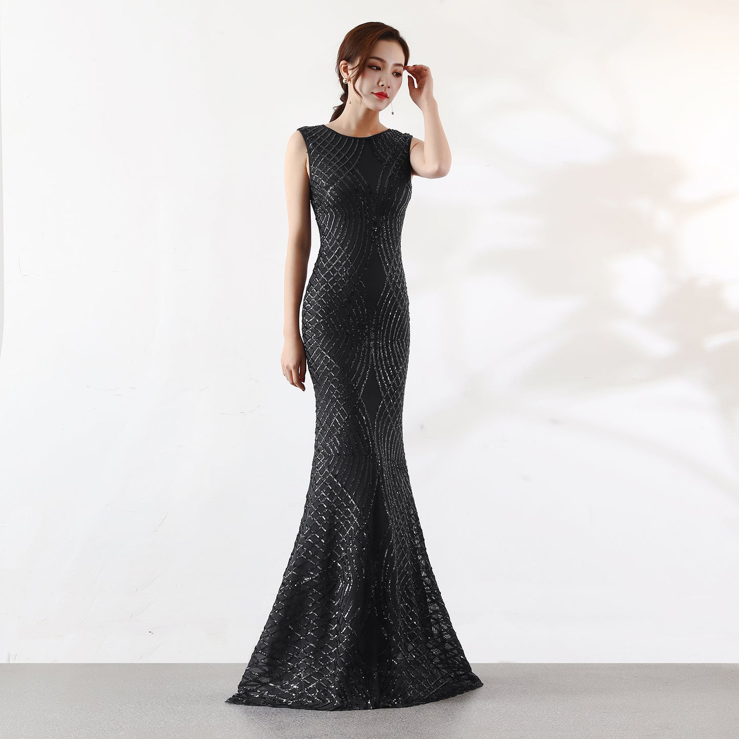 1587 #dress skirt women's new dignified atmosphere banquet slim and thin fishtail host evening dress long