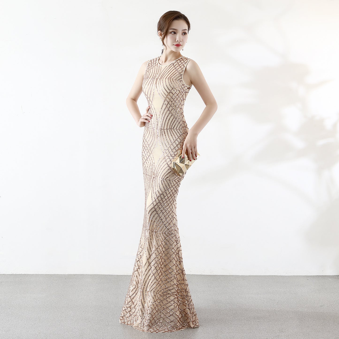 1587 #dress skirt women's new dignified atmosphere banquet slim and thin fishtail host evening dress long