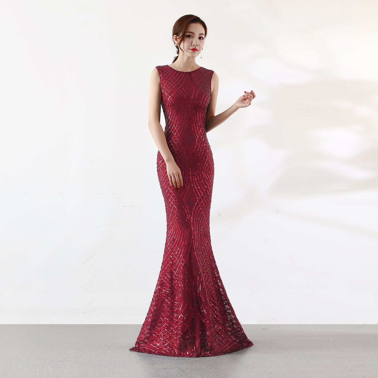 1587 #dress skirt women's new dignified atmosphere banquet slim and thin fishtail host evening dress long