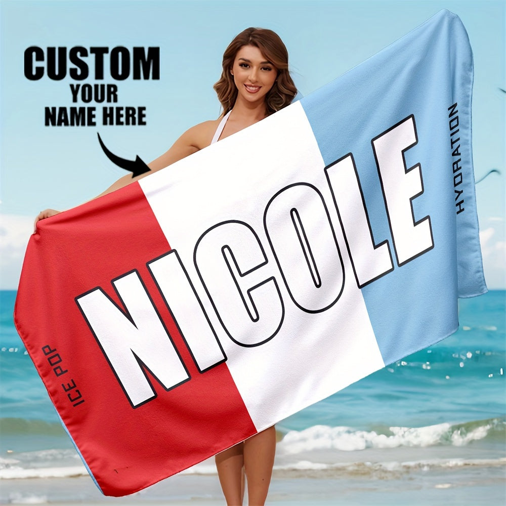 Custom Name Beach Towel - Personalized Polyester Bath & Pool Towel, Perfect for Vacation Gifts & Holiday Presents