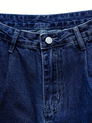 「lovevop」High-Rise Straight Leg Blue Jeans, Classic High Waist Baggy Mom Jean Pants, Women's Clothing & Denim