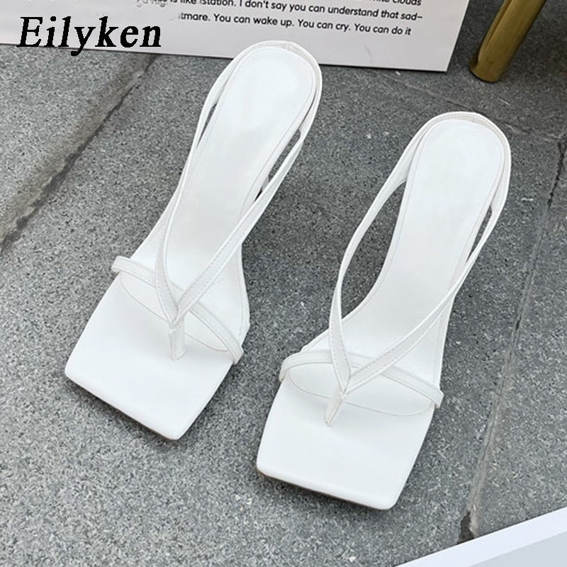 Aomzae   New Slipper High Heels Shoes Fall Best Street Look Females Square Head Open Toe Clip-On Strappy Sandals Women