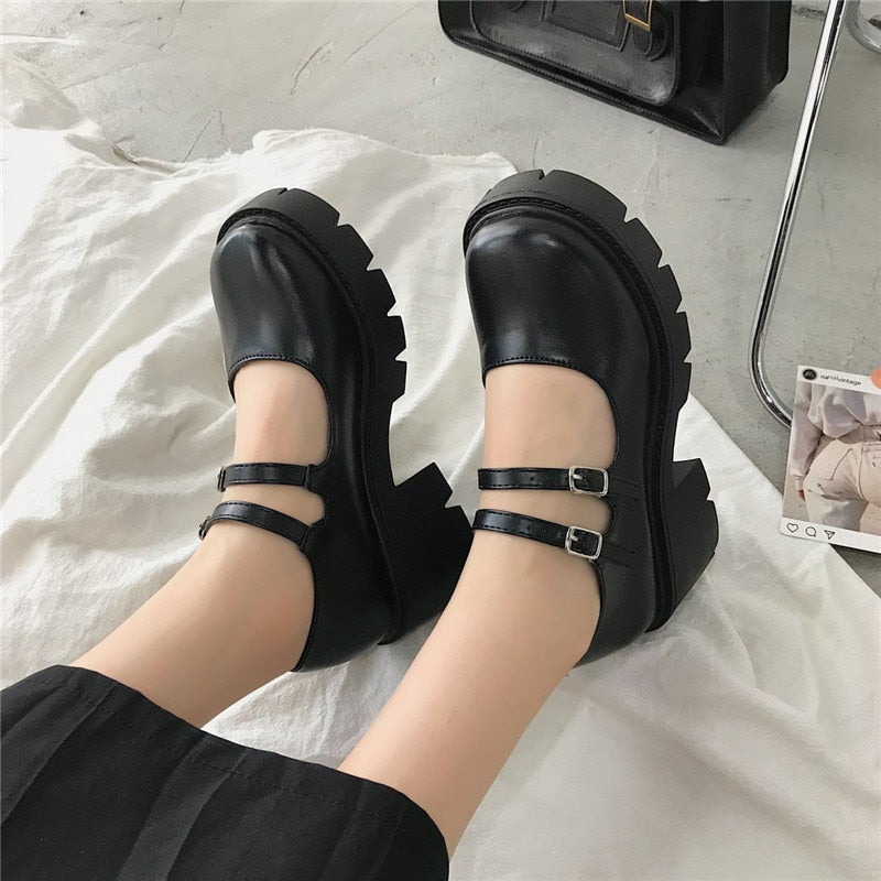 Back to school outfit lovevop  Lolita Shoes On Heels Platform Shoes Women's Shoes Japanese Style Mary Janes Vintage Girls High Heel Student Shoes Sandals Pumps