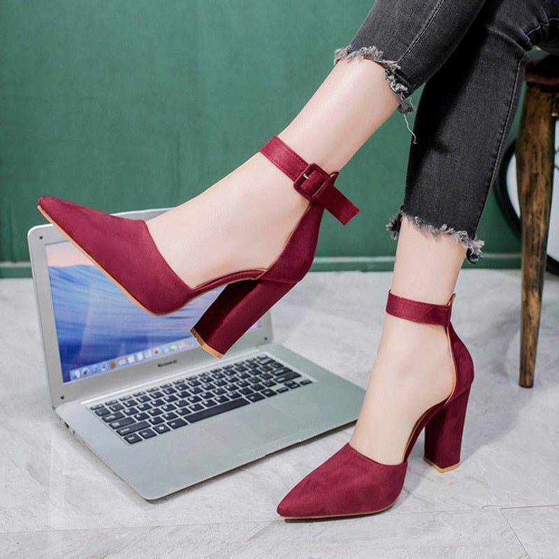 Back to school lovevop  Fashion Ladies High Heels Female Zapatos Mujer Pointed Toe Pumps Women Shoes Woman Party Ankle Strap Pumps  Summer Sandals