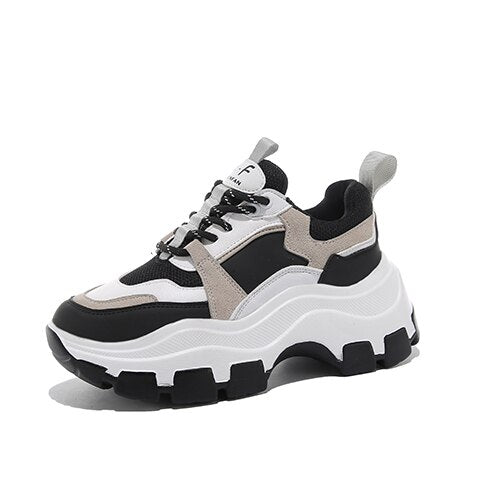 Back to school outfit  lovevop  Women Platform Sneakers  Women's Lace Up Vulcanized Woman Thick Bottom Ladies Comfort Breathable Female Casual Running Shoes