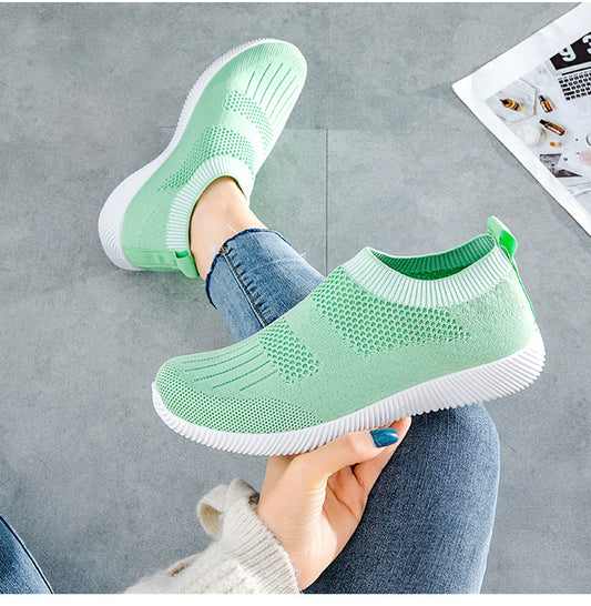 Back to school lovevop   Women Mesh Elastic Band Sneaker Woman Breathable Vulcanized Slip On Woman's Female Ladies Summer Plus Size 43 Footwear