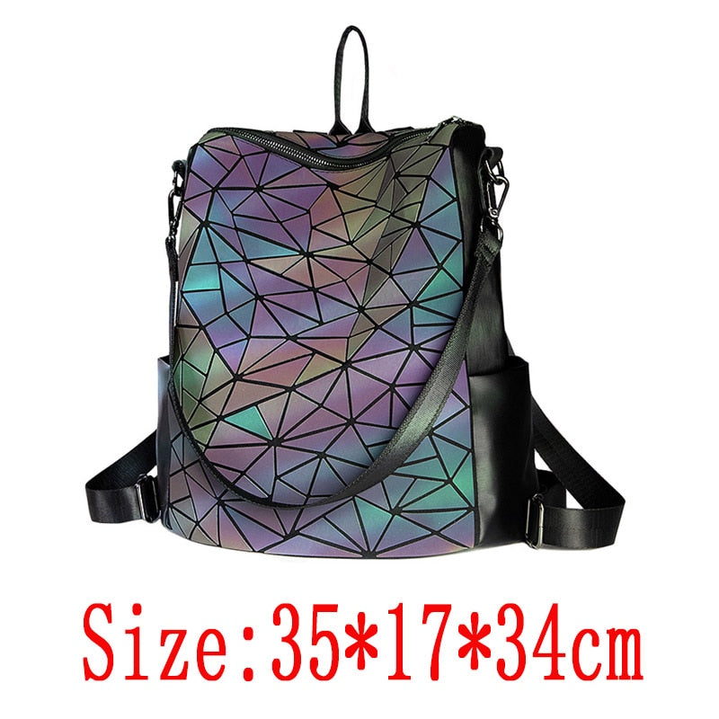 Back to college  Women Backpack Bags Designer Geometric Luminous Backpacks Female School Bags For Girls Student Rucksack Shoulder Backpack