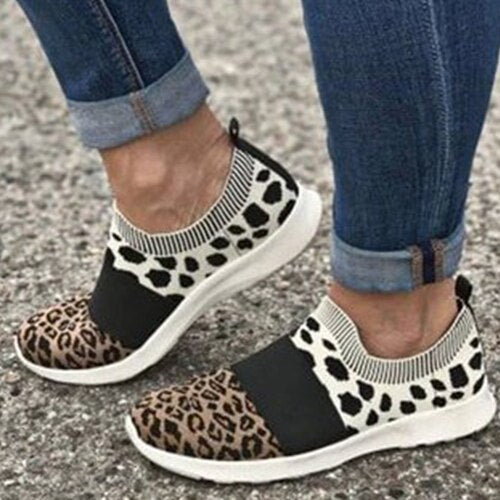 Back To School lovevop  Women Mesh Breathable Sneakers Woman Leopard Vulcanized  Ladies Tennis Shoes Women's Casual Flats Female Loafers Plus Size