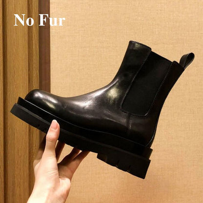 Christmas Gift Women Chunky Heel Ankle Boots Woman Shoes Autumn Brand Designer Chelsea Boots Female Platform Boots Lasdies Fashion