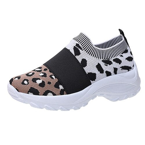 Back To School lovevop  Women Mesh Breathable Sneakers Woman Leopard Vulcanized  Ladies Tennis Shoes Women's Casual Flats Female Loafers Plus Size