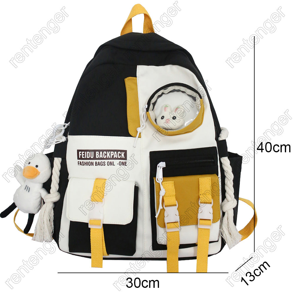 Back to college Female Harajuku Nylon Bag Kawaii Girl College Student Backpack Waterproof Fashion Ladies School Bag Book Women Cute Backpack New