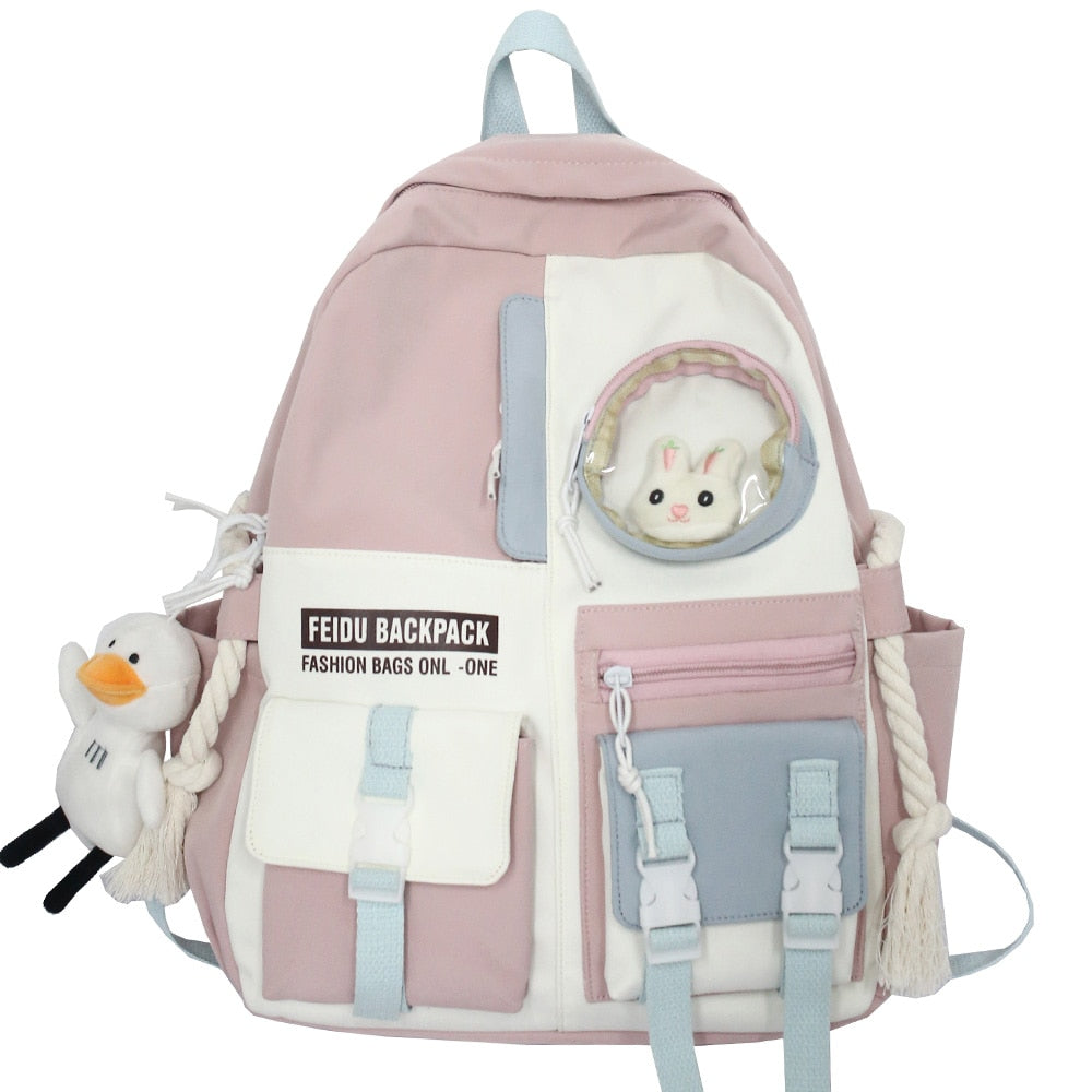 Back to college Female Harajuku Nylon Bag Kawaii Girl College Student Backpack Waterproof Fashion Ladies School Bag Book Women Cute Backpack New