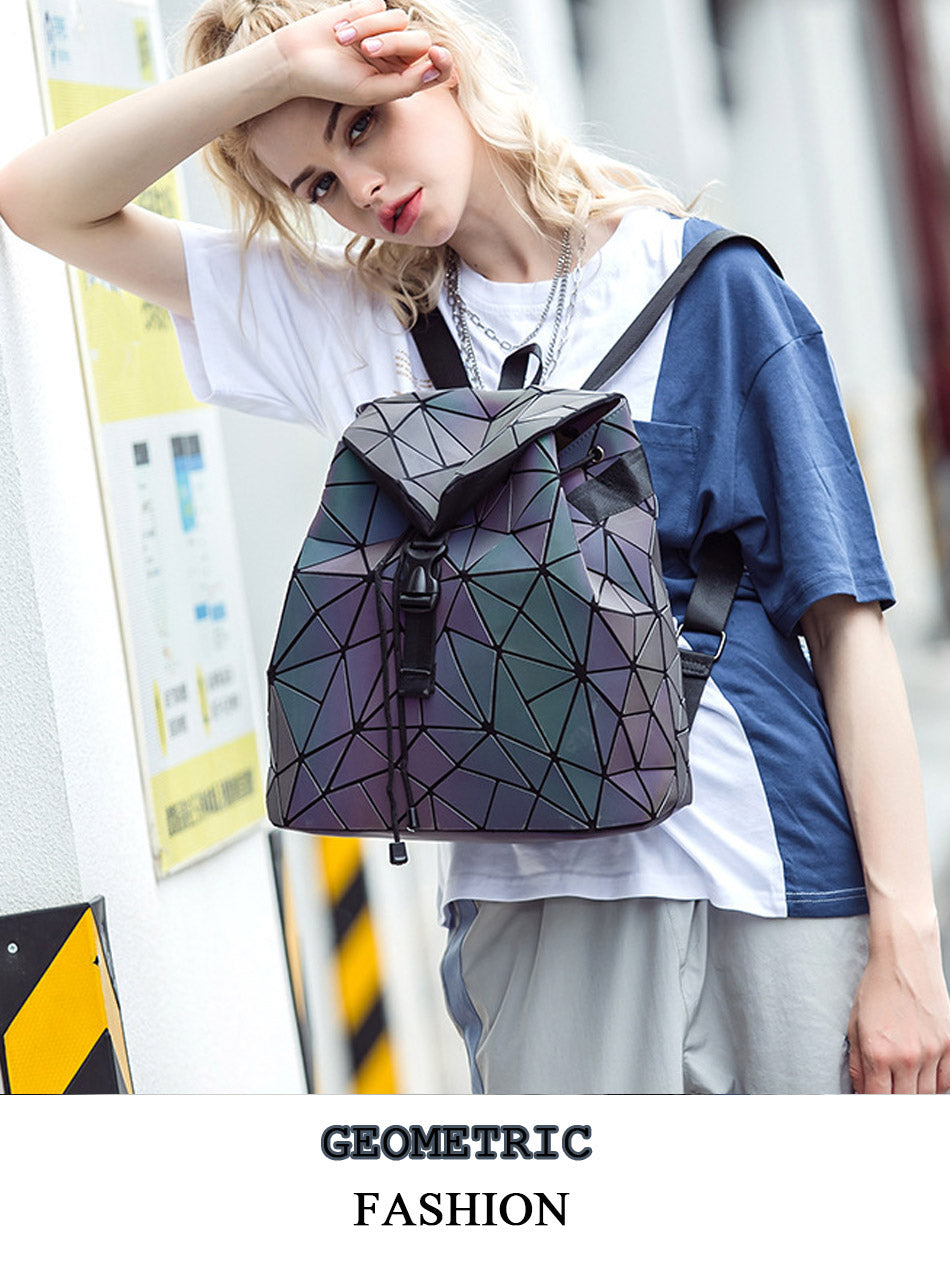 Back to college  Women Backpack Bags Designer Geometric Luminous Backpacks Female School Bags For Girls Student Rucksack Shoulder Backpack