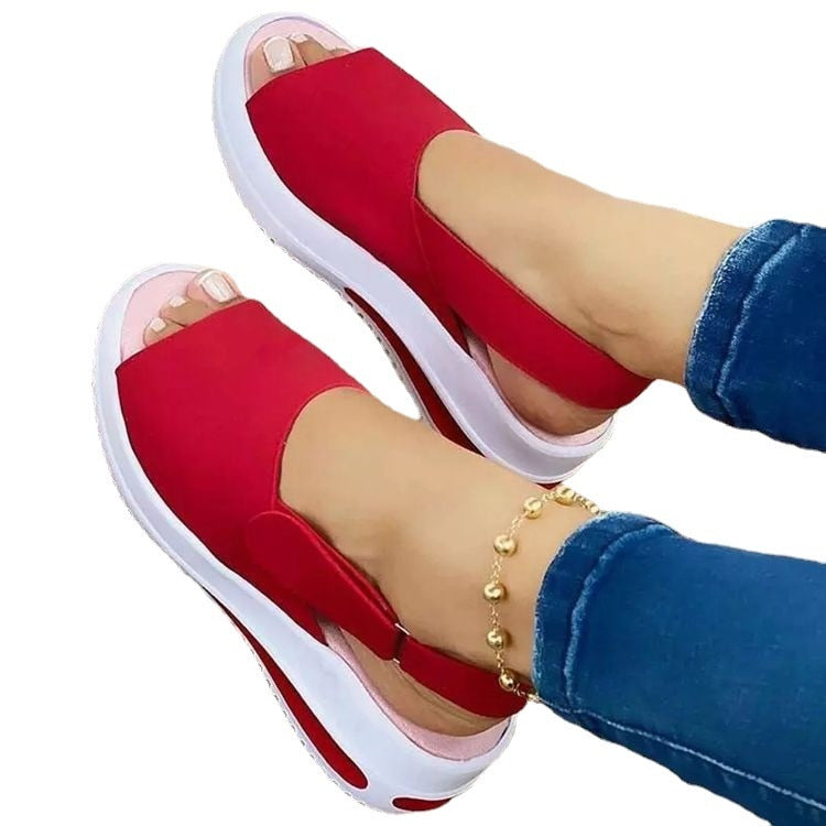 Back to school outfit lovevop  Fashion Shoes Women Platform Sandals Stretch Fabric Summer Women's Shoes Comfort Walking Ladies Sandalias Female Casual Footwear