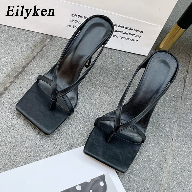 Aomzae   New Slipper High Heels Shoes Fall Best Street Look Females Square Head Open Toe Clip-On Strappy Sandals Women