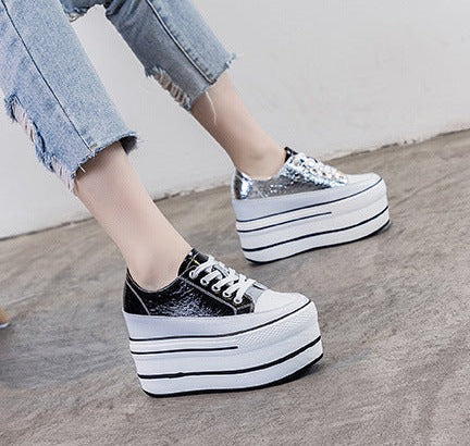 lovevop  Single Shoes Women's Fashion Double Purpose White Shoes Platform Spring Thick Bottom Breathable Women Casual Shoes