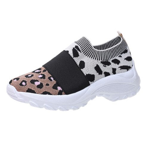 Back To School lovevop  Women Mesh Breathable Sneakers Woman Leopard Vulcanized  Ladies Tennis Shoes Women's Casual Flats Female Loafers Plus Size