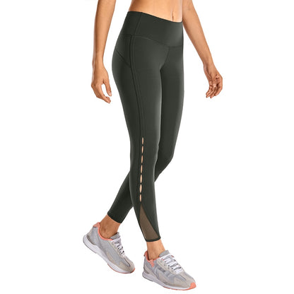 High Waisted Workout Pants 7/8 Yoga Leggings with Hole - Naked Feeling - 25 Inches