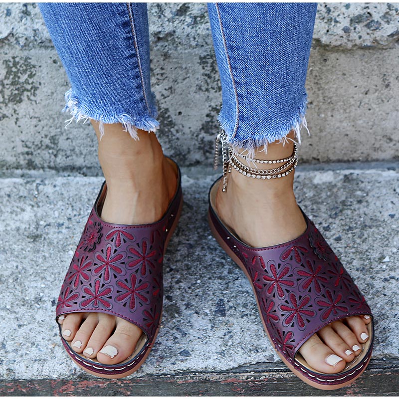 Back to college  Summer Women Wedge Sandals Premium Orthopedic Open Toe Sandals Vintage Anti-Slip Leather Casual Female Platform Retro Shoes